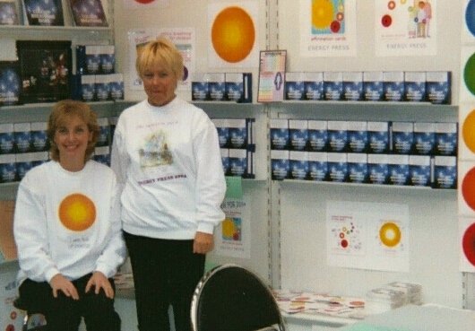 Alison (seated) with her friend Nicole at The Frankfurt Book Fair in 2002